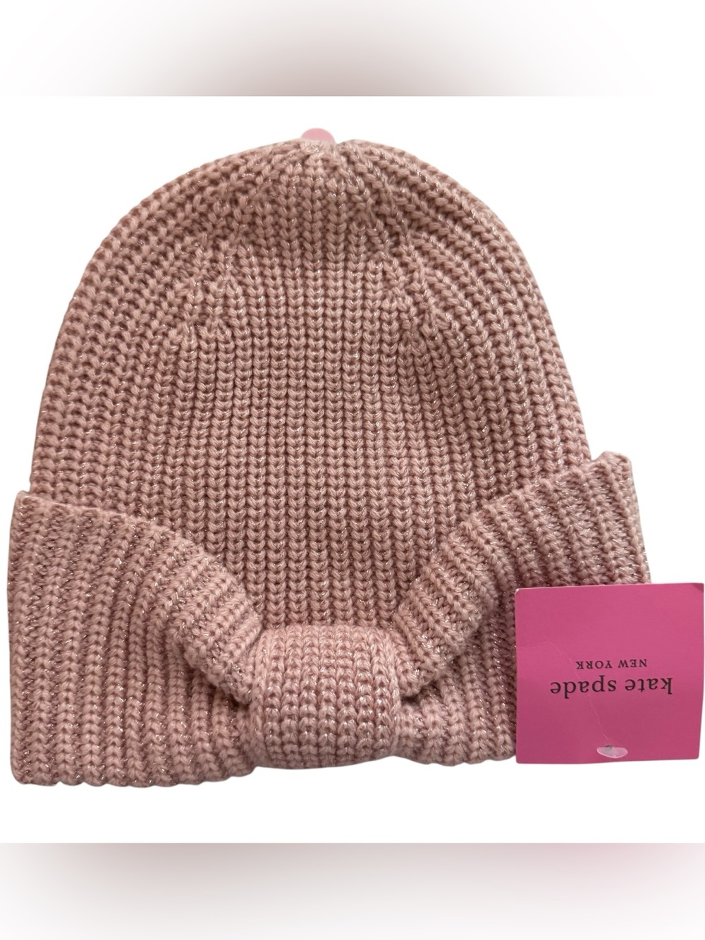 kate spade Pink Bow Knit Beanie for Kids